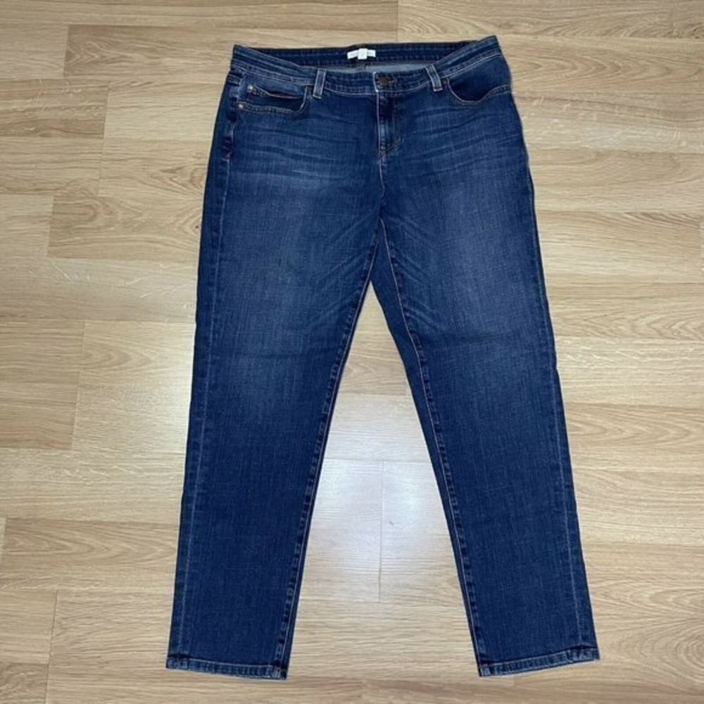 Eileen Fisher Organic Cotton Tapered Straight Leg‎ Blue Jeans Women's Size 10